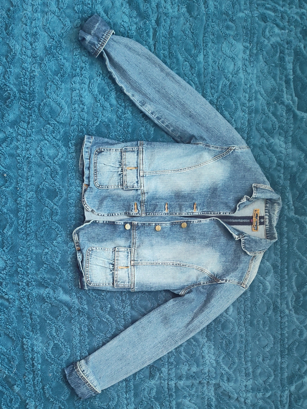 Medium Blue Denim Jacket - Classic Button Front